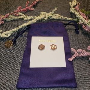 Rose Gold Tory Burch Logo Earings